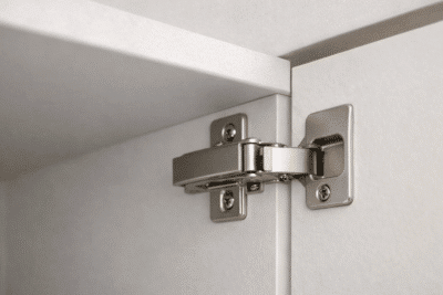 Hand opening a kitchen drawer using a slim modern handle with smooth motion