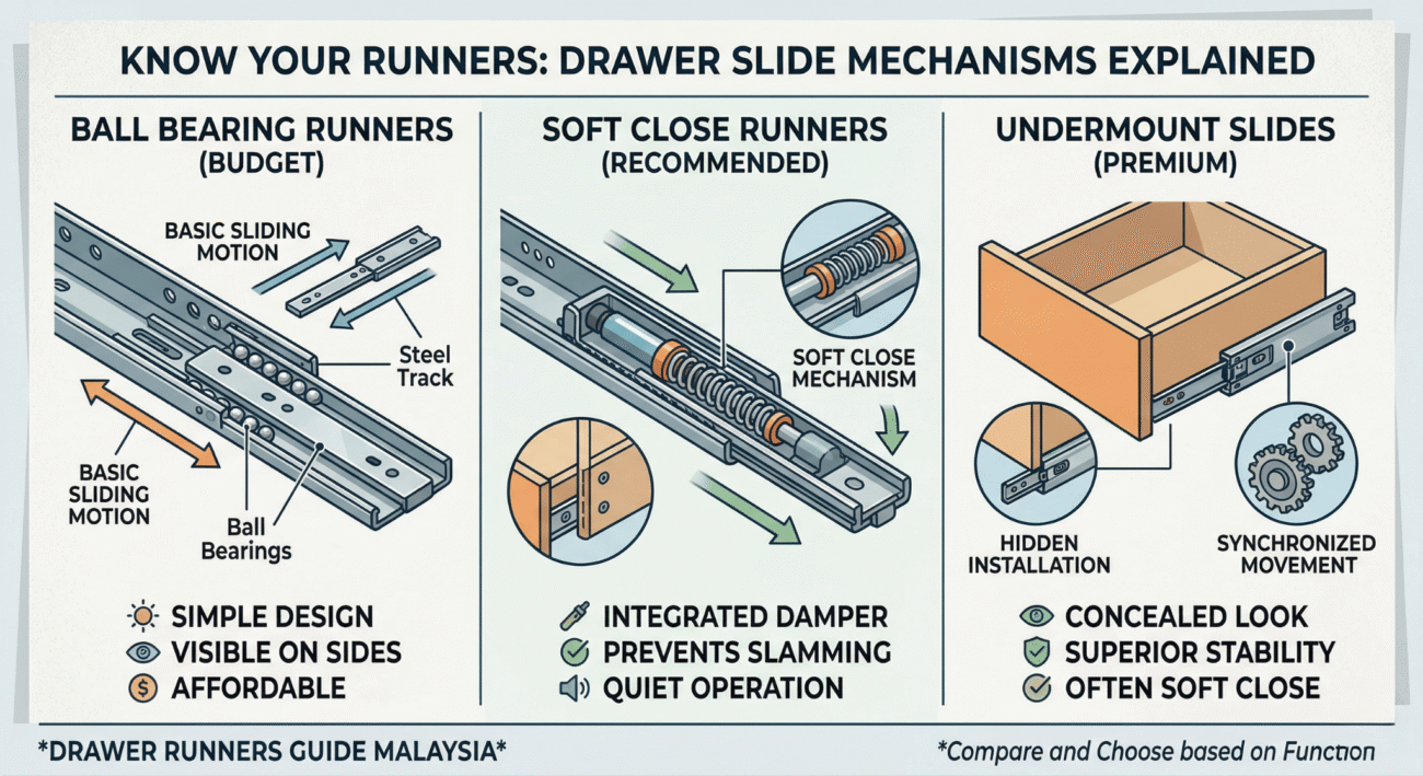 Drawer Runners Slide mechanisms - Acts-Id Furniture Hardware