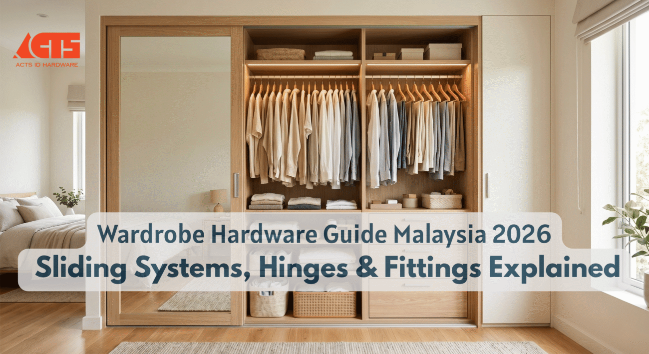 wardrobe hardware Malaysia — sliding wardrobe interior with soft-close fittings
