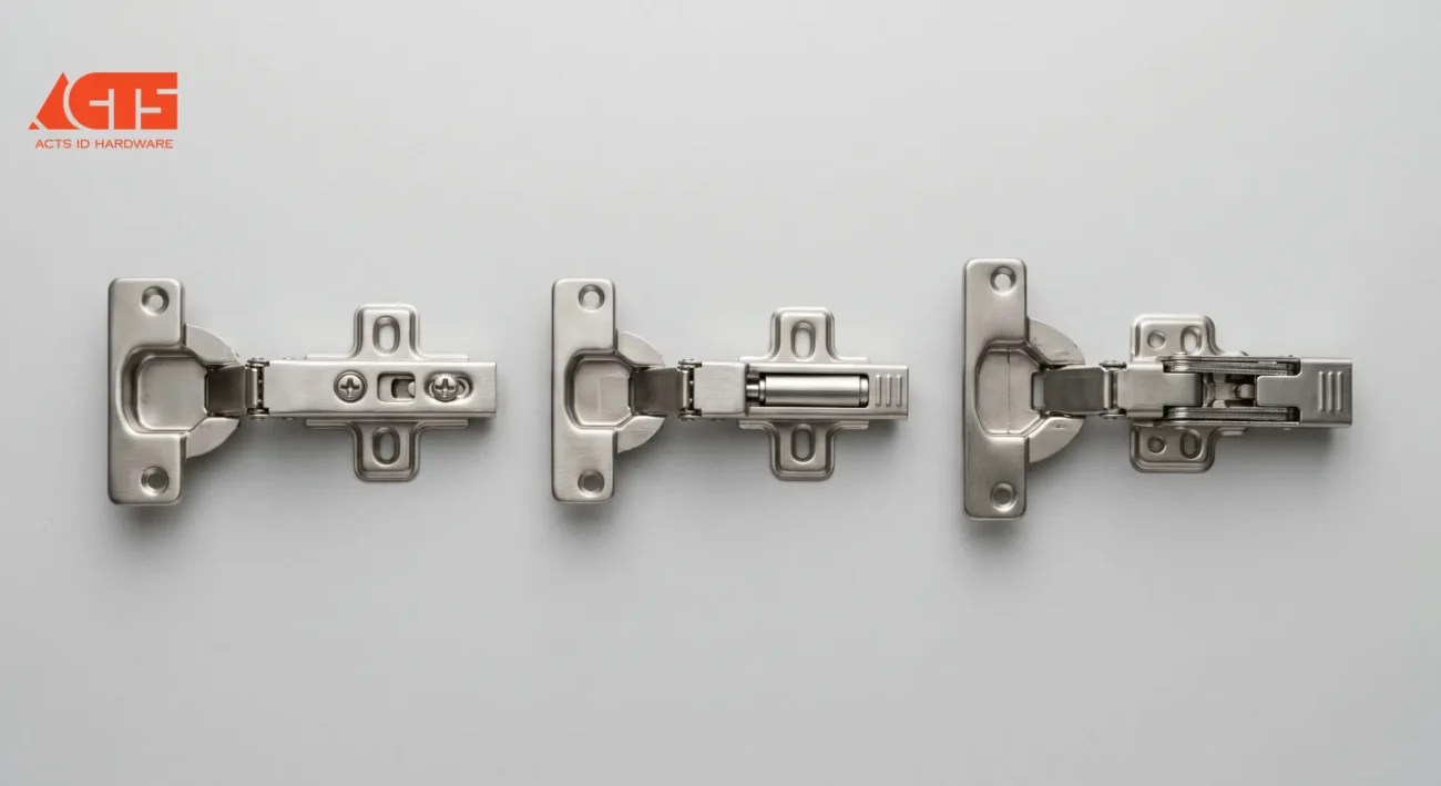 wardrobe hinge types Malaysia — full overlay soft close and wide angle cabinet hinges