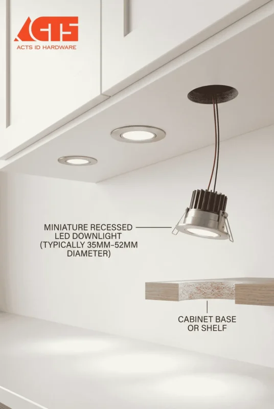LED Cabinet Downlights Mini Recessed Spotlights Acts ID