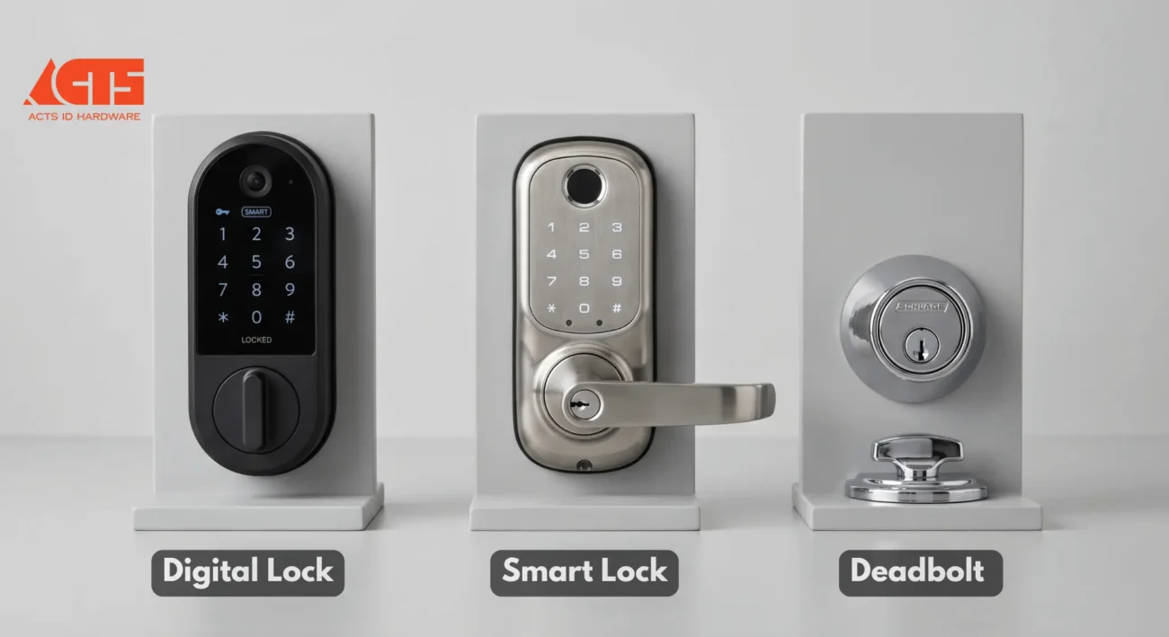 smart lock vs digital lock vs deadbolt Malaysia — three home door lock types compared