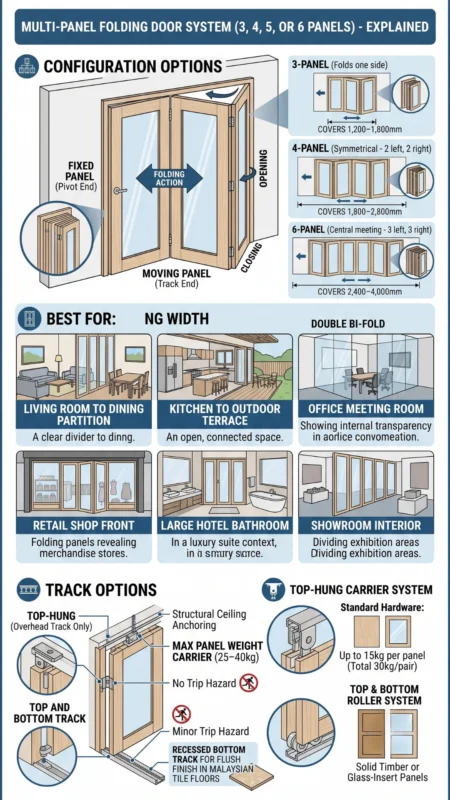 Multi-Panel Folding Door System (3, 4, 5, or 6 Panels)- Acts-ID